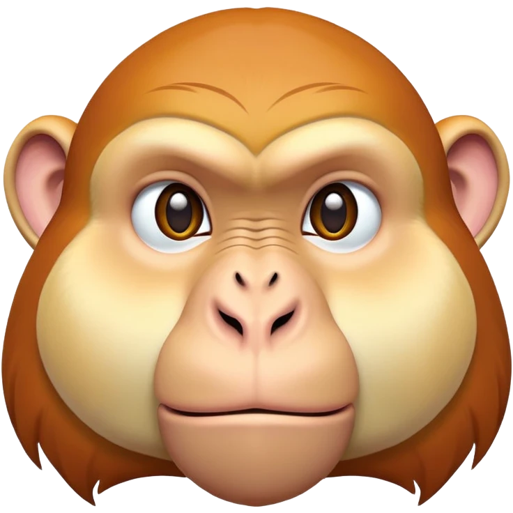 proboscis monkey face, floating, neutral expression, equal lighting, soft light, color corrected, sharp emoji