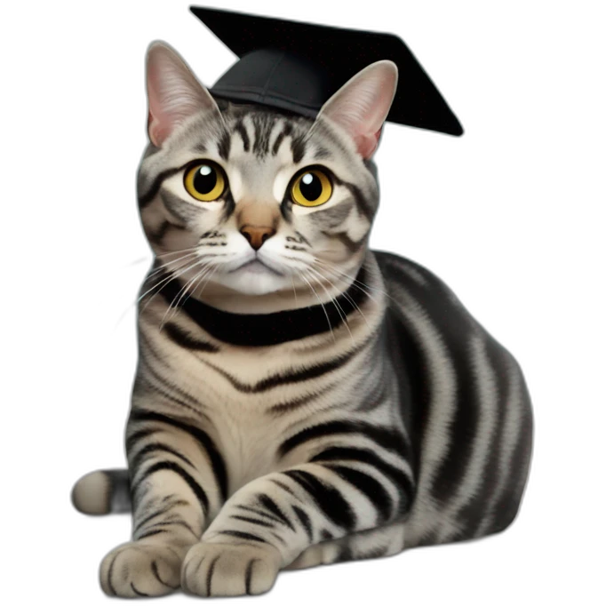 american shorthair cat in black Square academic cap emoji