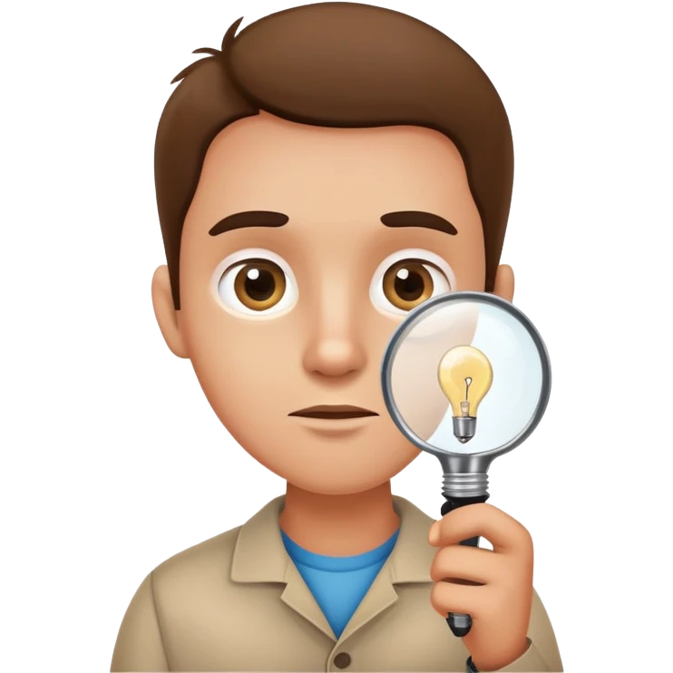 curious person with magnifying glass and lightbulb emoji
