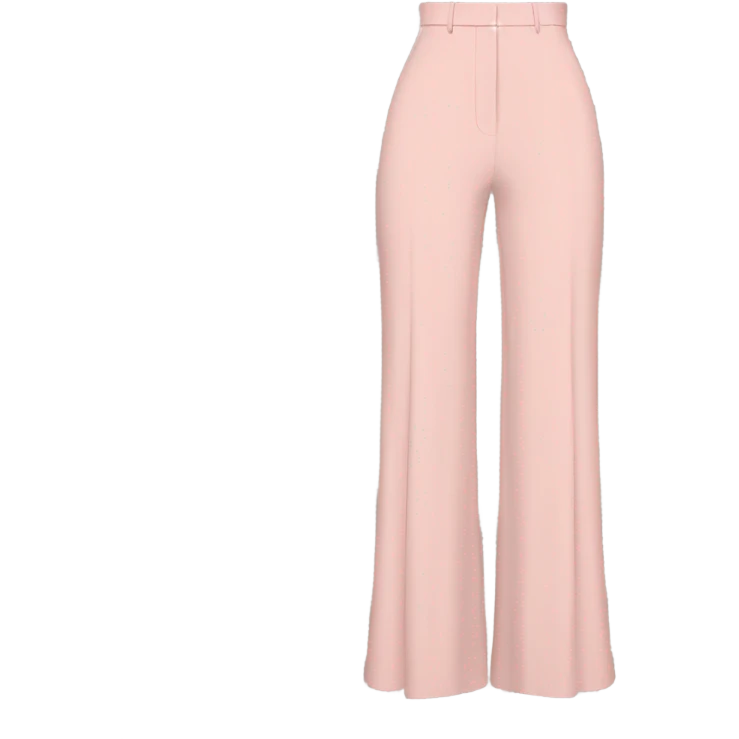 Realistic isolated pair of high waist long wide leg dressy casual pants in pink emoji