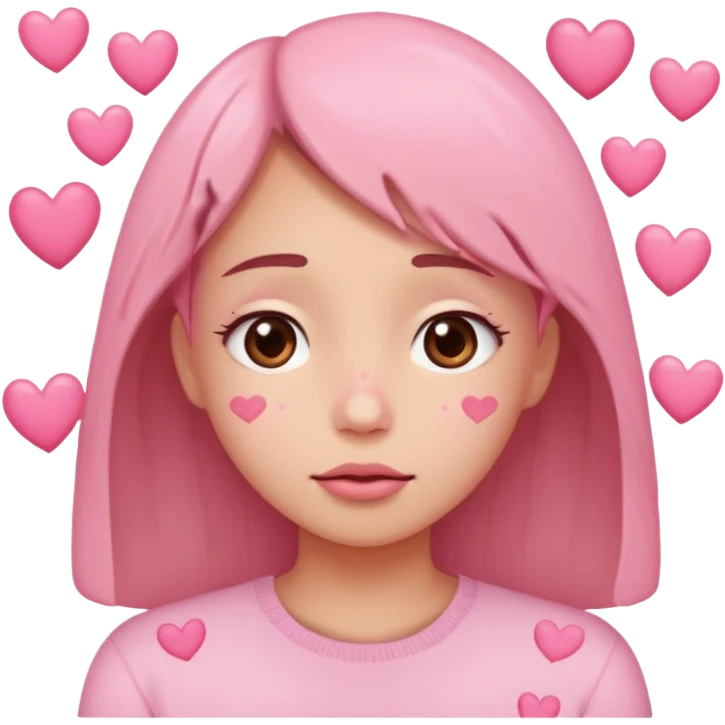 Cute little face with teary eyes, a bit in love, full of pink hearts.” emoji