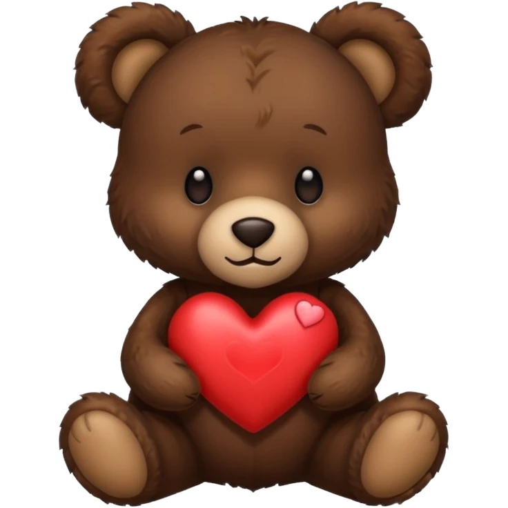 Dark brown sleeping teddy bear with heart  emoji