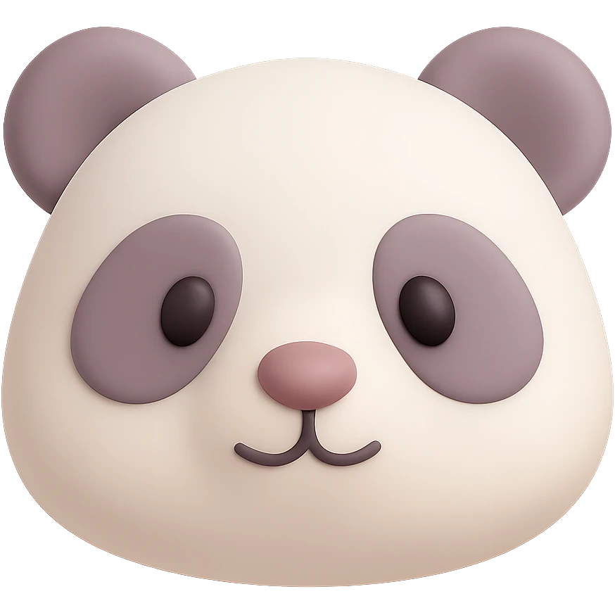 panda face, mochi illustration style emoji