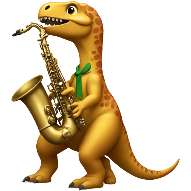 Saxophone riding on a dinosaur with a mustache  emoji