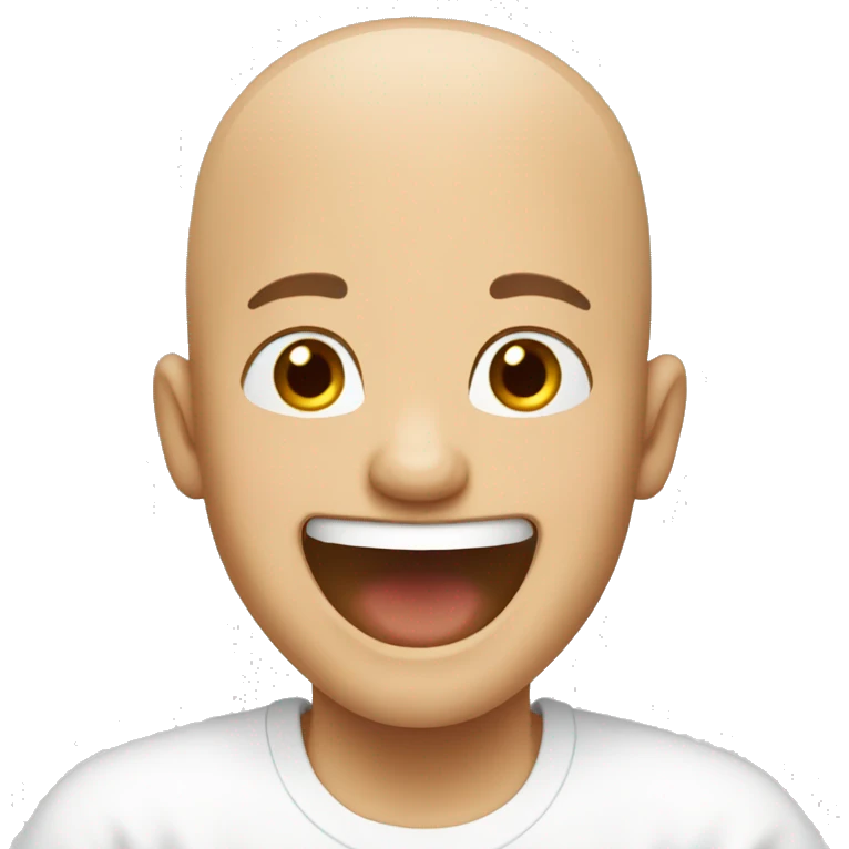 bald boy in white shirt laughing  emoji
