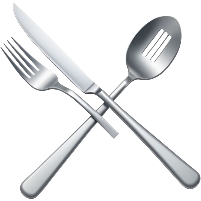 A crossed-out fork and knife - Simple design showing eating utensils with a diagonal line through them, representing the absence of constant hunger emoji