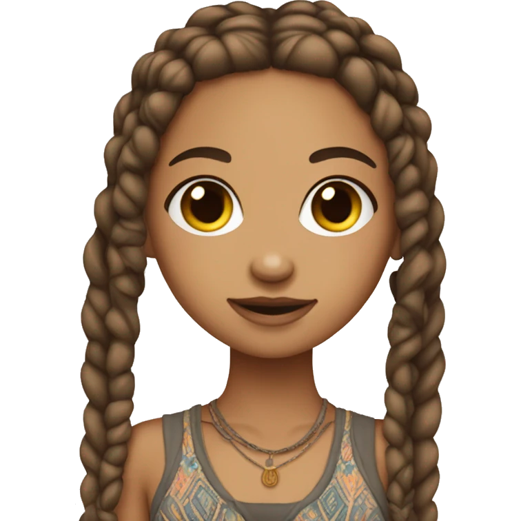 Skinny lightskin girl with boho braids emoji