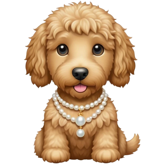 Golden doodle wearing a pearl necklace ￼ emoji
