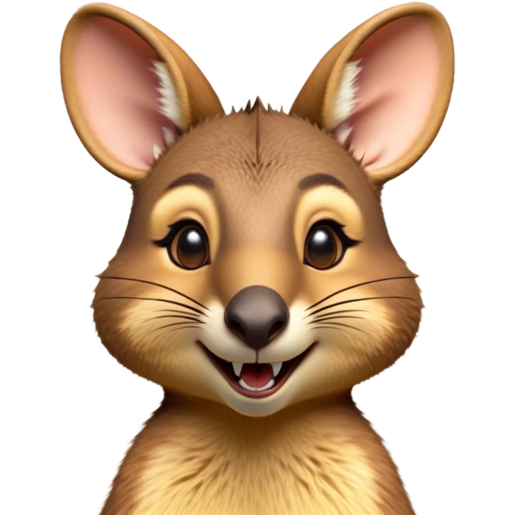 Cinematic Comical Wallaby Portrait Emoji, Head tilted dramatically with an exaggeratedly amused expression, featuring a striking tan and brown fur with wide, expressive eyes filled with playful disbelief, Simplified yet hilariously expressive features, highly detailed, glowing with a slightly sassy glow, high shine, dramatic yet playful, stylized with an air of cheeky outback mischief, bright and endearing, soft glowing outline, capturing the essence of a spirited and over‐the‐top wallaby, so meme‐worthy it feels like it could bounce its way into internet fame instantly! emoji