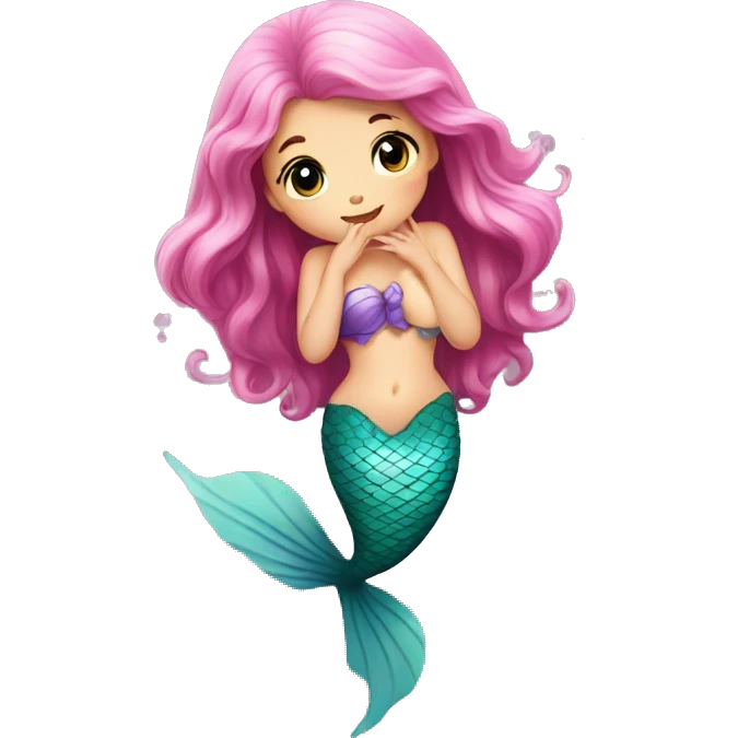 little cute mermaid give kiss emoji