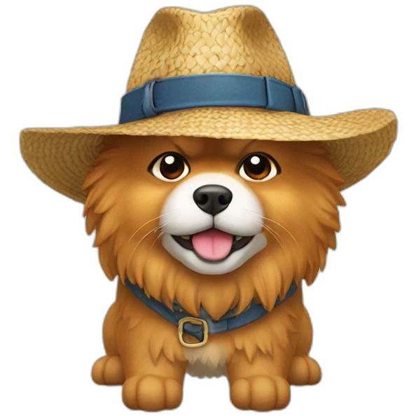 zwergspitz with strawhat and boots emoji
