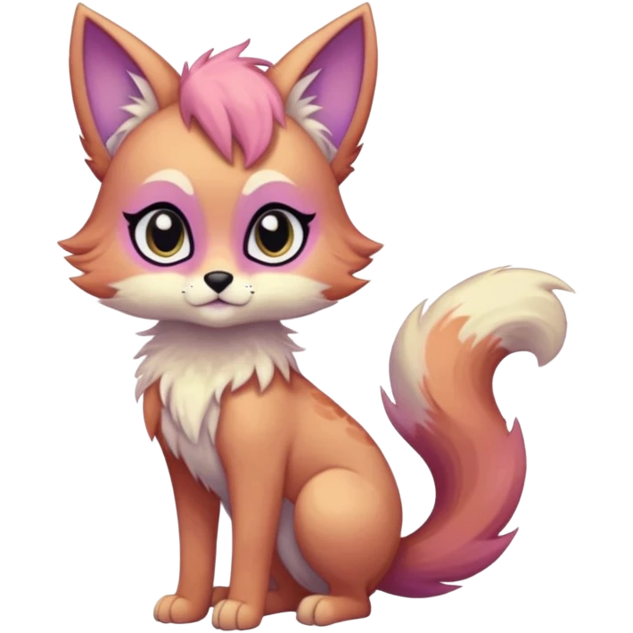 Multicolored sparkly pastel dark light pale gloomy spooky cute adorable pretty cool elegant realistic floral exotic Falvie-Fionbri-fursona, full body emoji