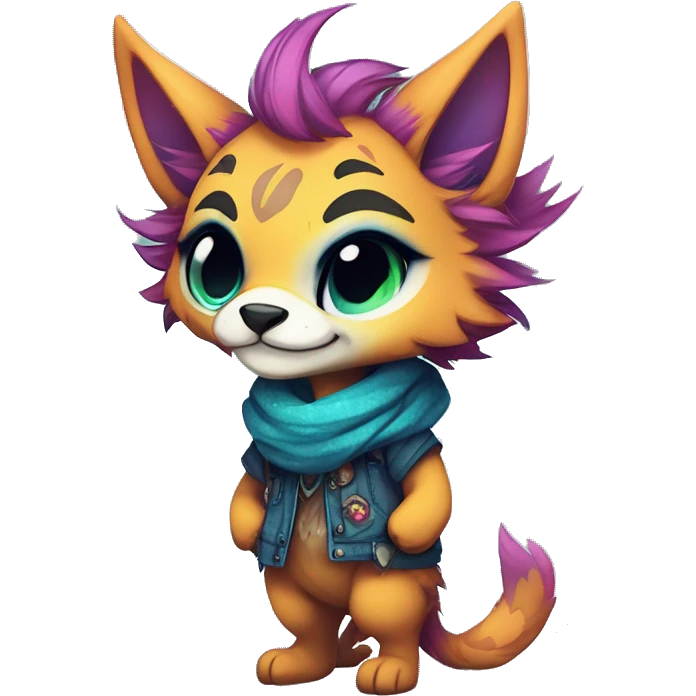Cool cute Kawaii edgy colorful anthro fantasy animal fursona by griffsnuff & LiLaiRa & Falvie full body emoji