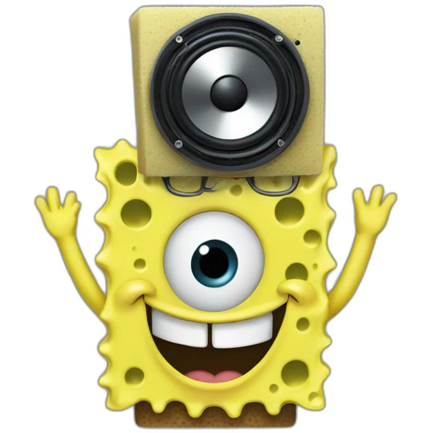 sponge bob holding a speaker over his head emoji