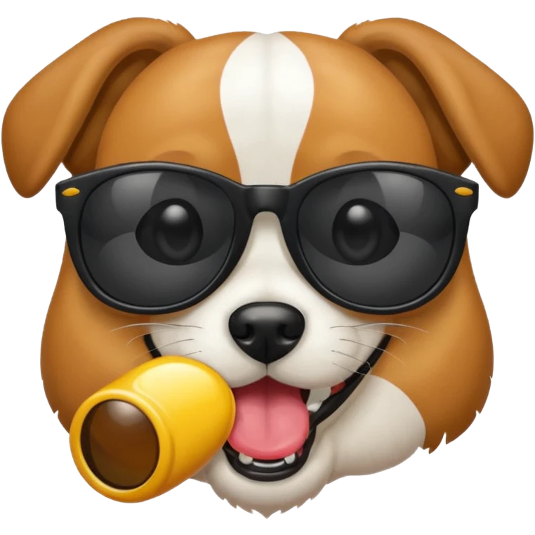 Dog eating sunglasses emoji