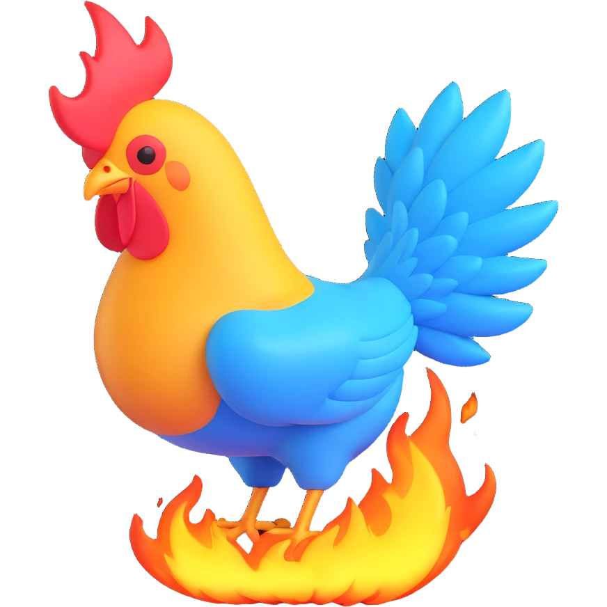 Make the magical fire chicken blue, keep 3D emoji style with Microsoft fluent 3D emoji look. emoji