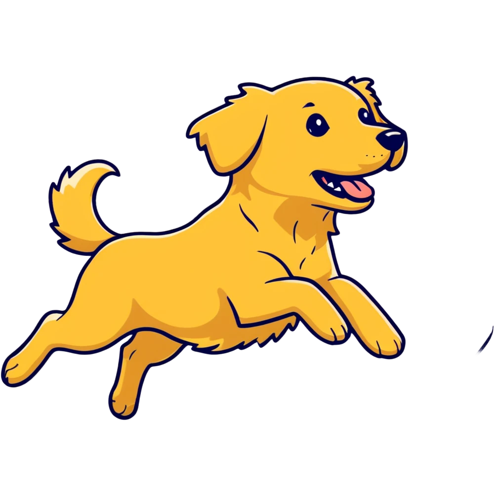 Golden retriever dog running at full speed emoji