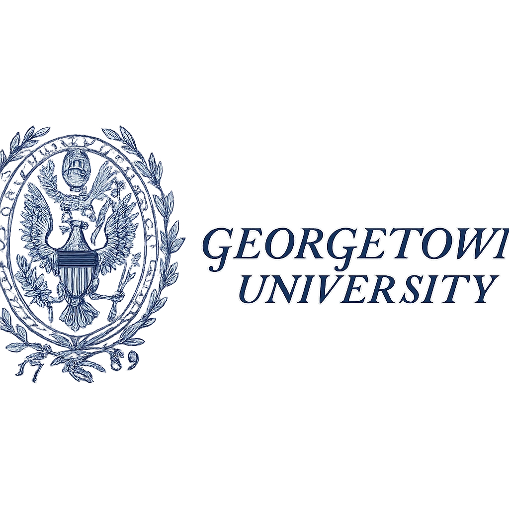 Georgetown University logo, official style, blue and gray color scheme, detailed crest, collegiate emblem emoji