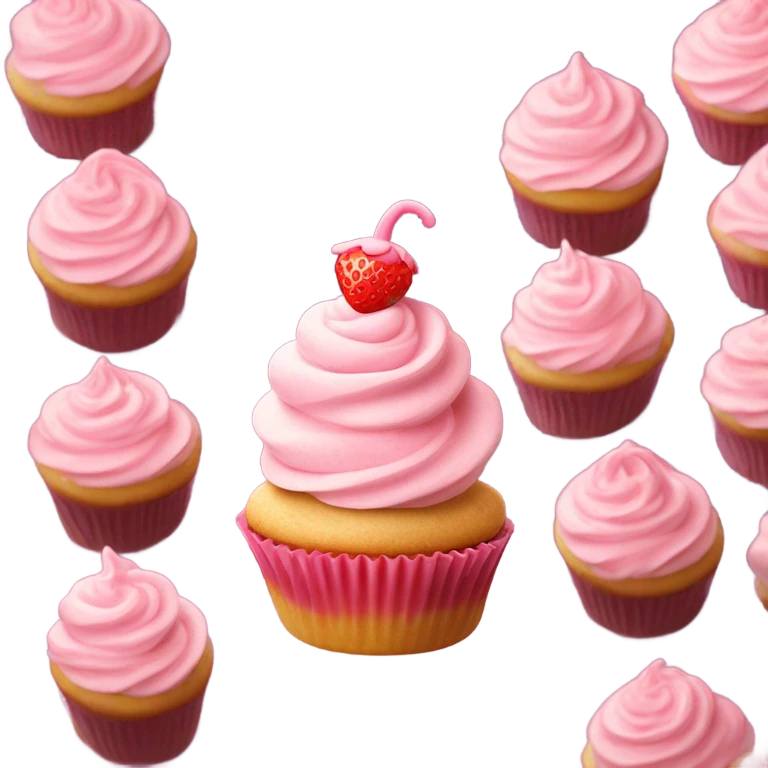 Cupcake with Strawberry cheesecake frosting  emoji
