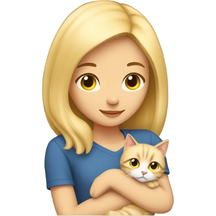 blonde girl with fluffy blonde cat emoji