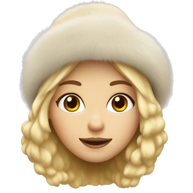 blonde girl with fur hat emoji