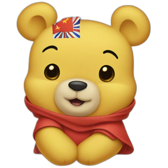 Chinese flag backed Winnie the pooh emoji