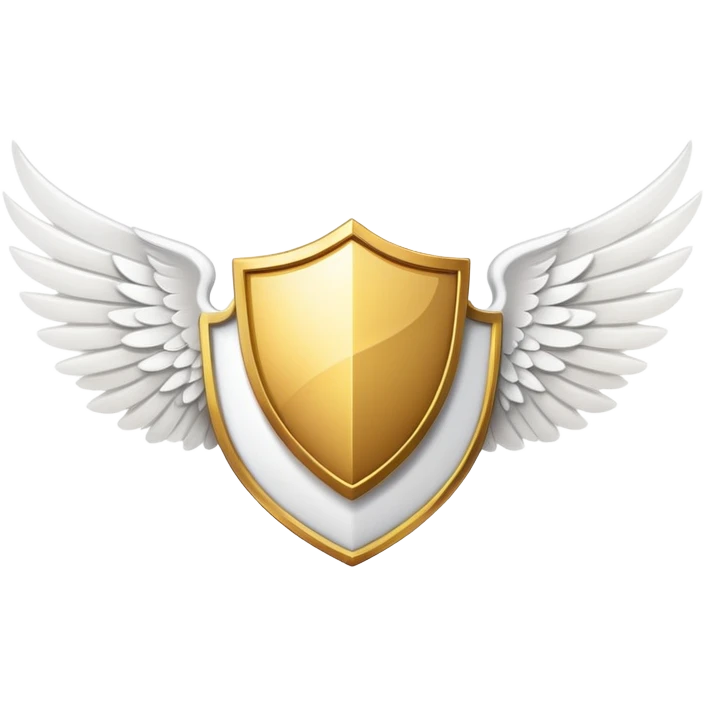 Gold shield with white wings and a VIP text label positioned below the center of the shield, simplified clean design emoji