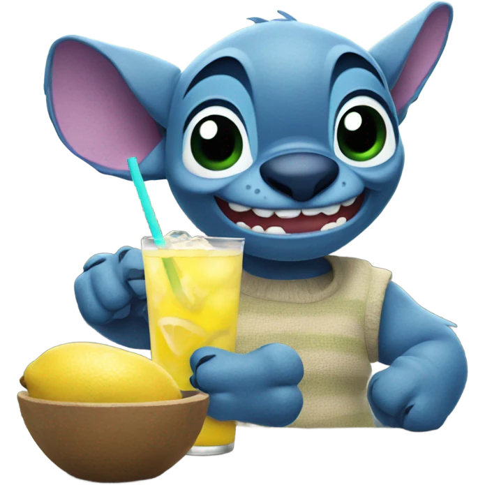 Stitch drinking lemonade emoji