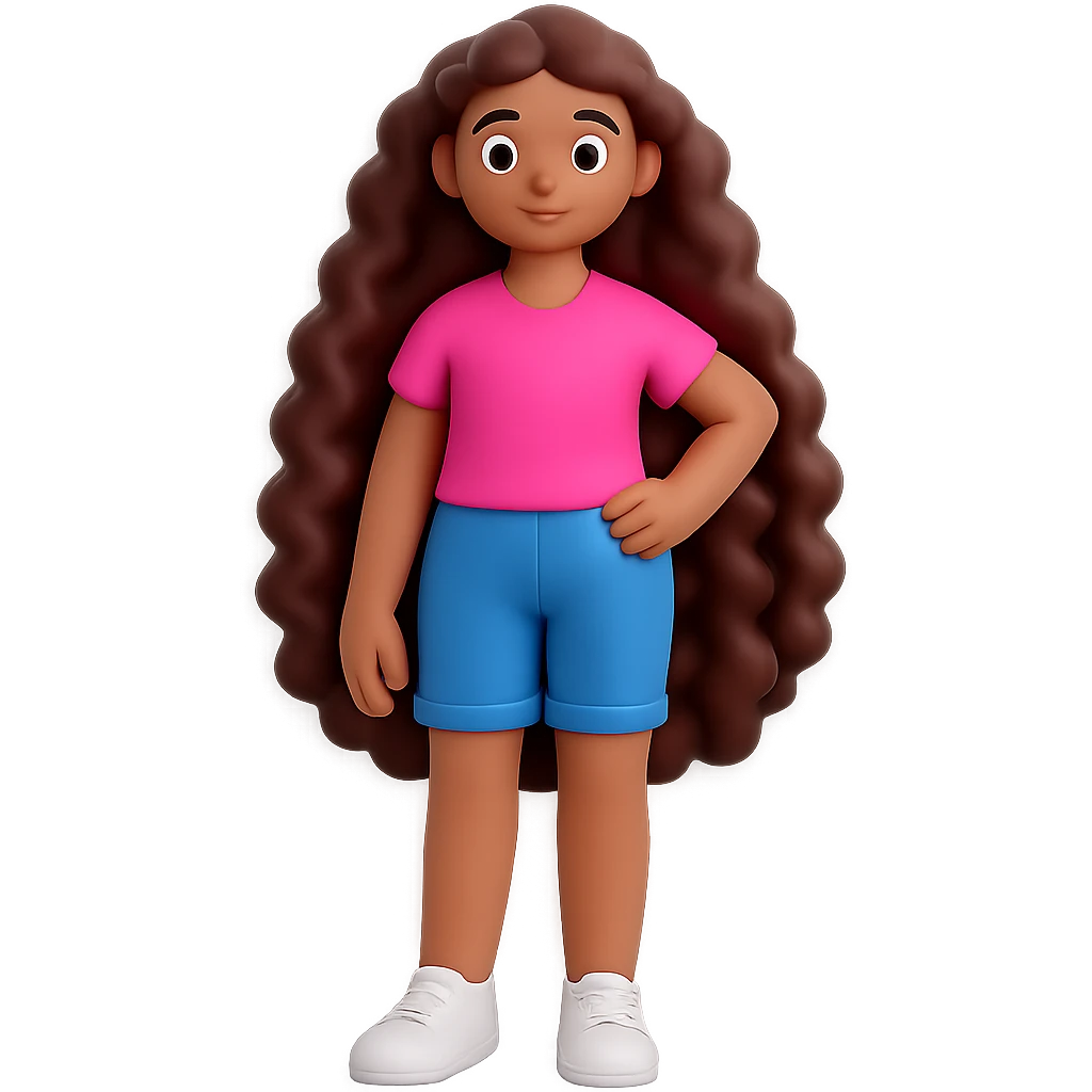 Add a pink top to the character, keeping the 3D emoji style look. Remove the background so the subject is isolated. The style should resemble Microsoft style 3D fluent emojis. emoji