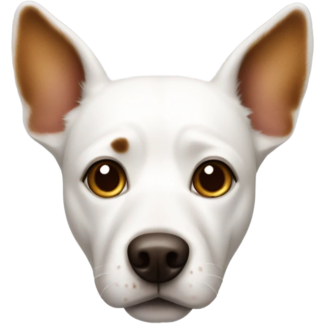 White dog with brown ears and spots over eyes emoji