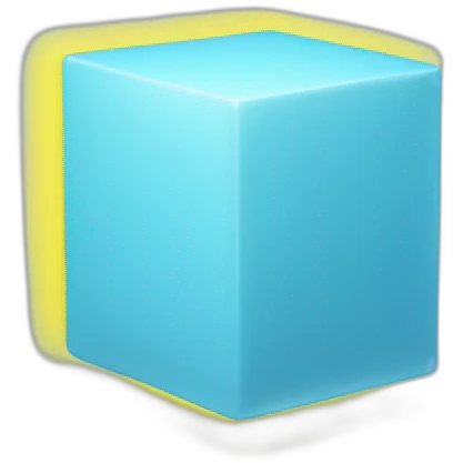 Light blue cube with yellow nimb emoji