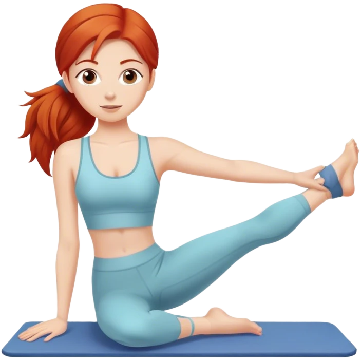 Chica pelirroja haciendo pilates emoji