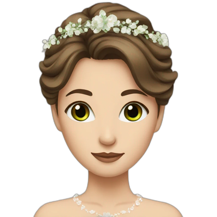 Green eyes brown hair girl bride emoji