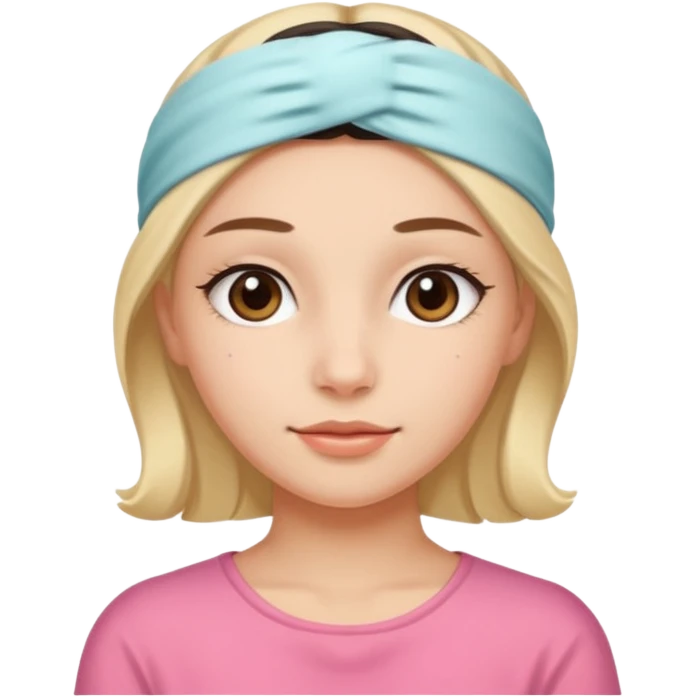 Girl wearing skincare head band emoji