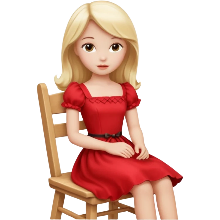 Blonde Doll wearing red Sitting On The Chair  emoji