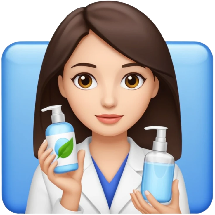 brunette woman holding skincare product emoji