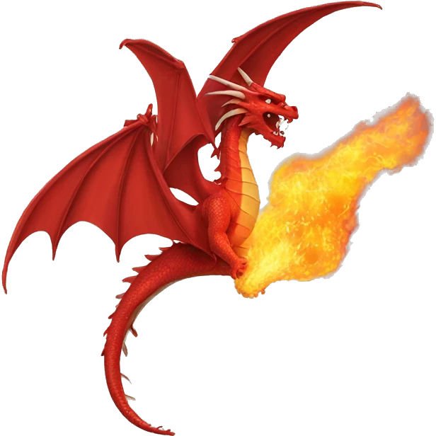 The red dragon breathes fire emoji