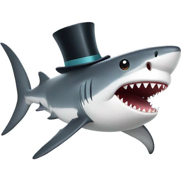 Shark with a top hat emoji