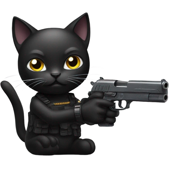 Black cat with gun emoji