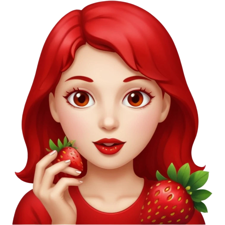 the woman eating strawberries
 emoji