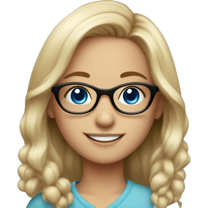 smiling girl in glasses portrait with blue eyes emoji