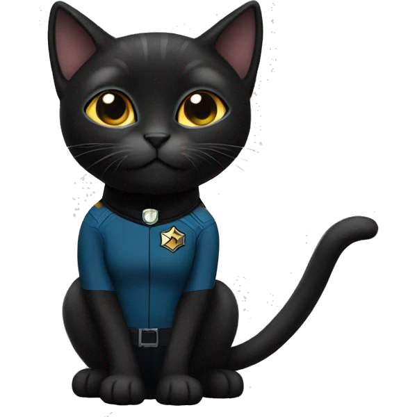 a black cat in a startreck uniform  emoji