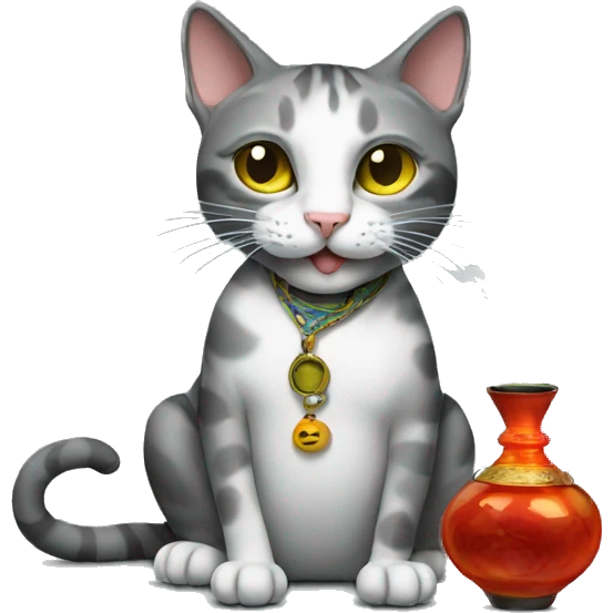 Cat smokes hookah emoji
