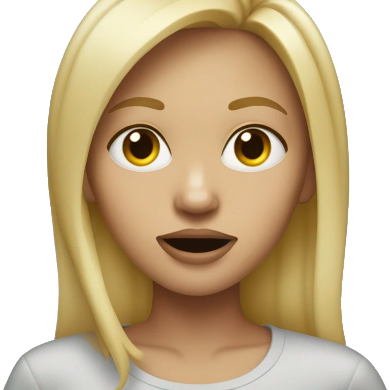 Blonde girl with mouth dropped emoji