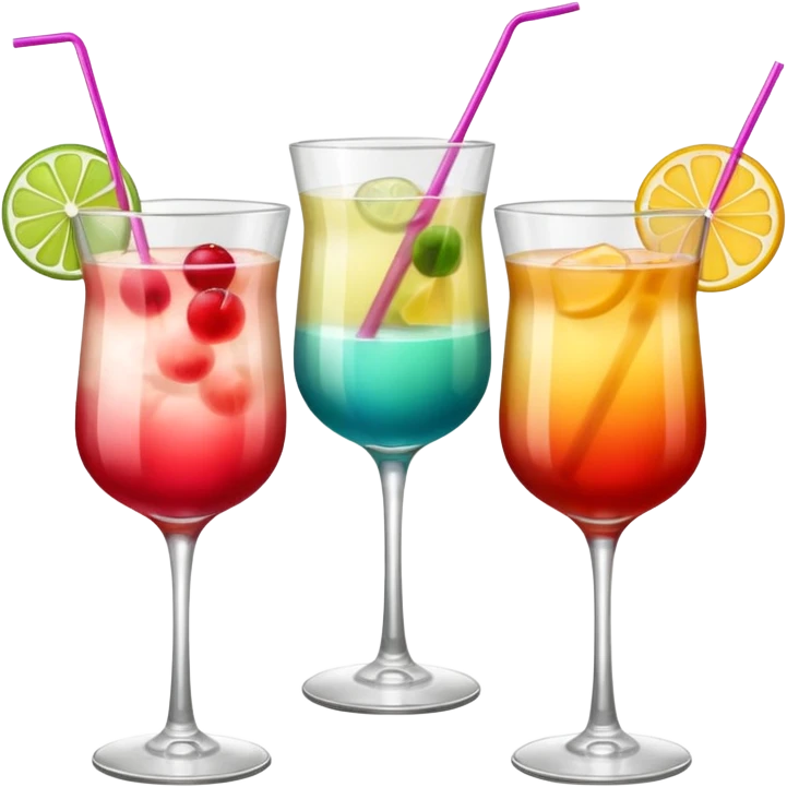 Three drinks doing a cheers emoji