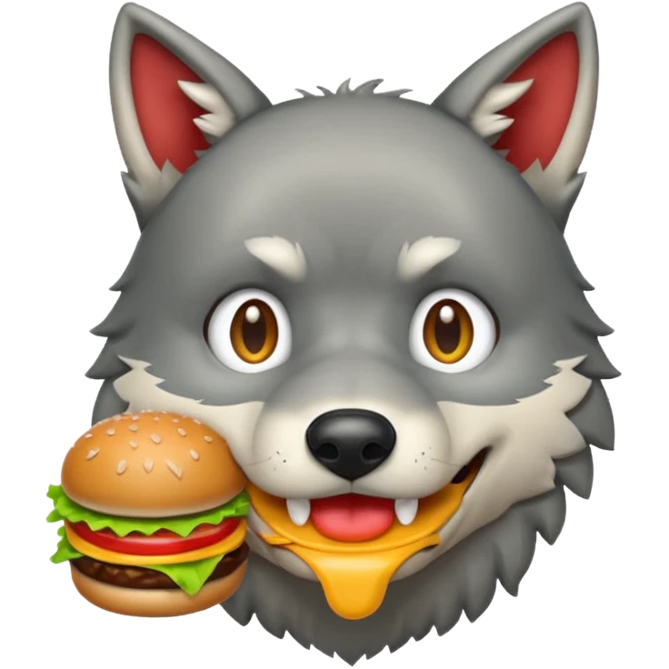 создай emoji волка пожирающего гамбургер emoji