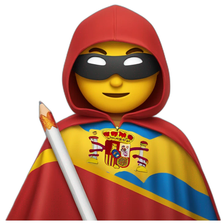 superhero pencil wearing a spain flag as a cape emoji