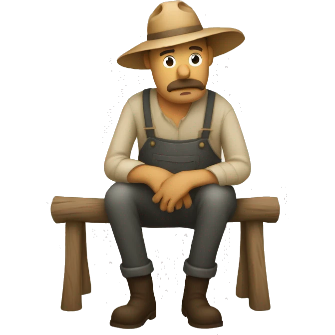 sad Farmer sitting Stick figure emoji