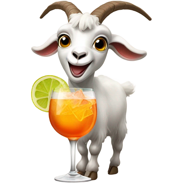 goat hopping with aperol spritz emoji