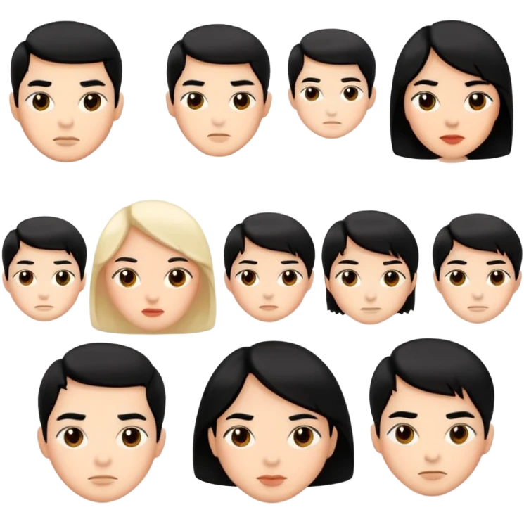 giữ nguyên khuôn mặt này, đổi tóc sang màu đen emoji